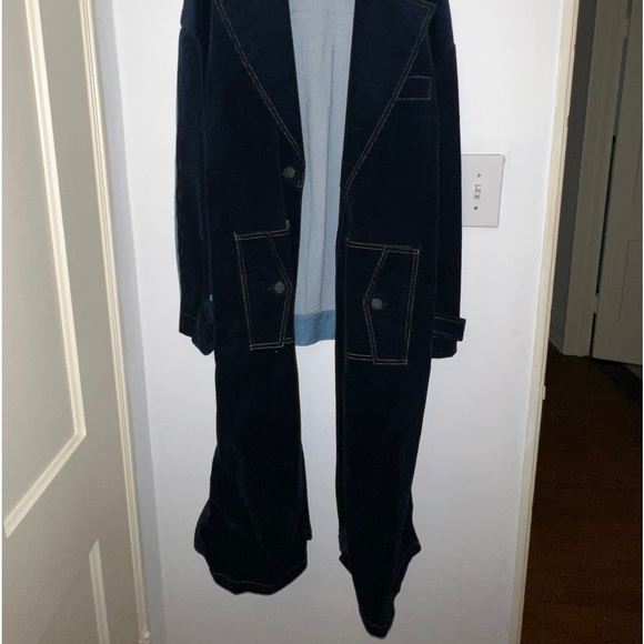 Berlin Designer Coat corduroy in the front denim in the back trench. KONK2020BFW - Picture 4 of 4